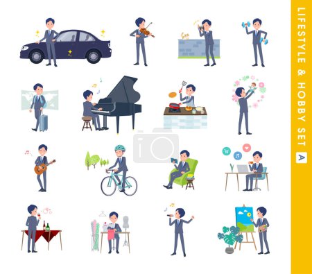 Illustration for A set of consultant job man about hobbies and lifestyle.type A.It's vector art so easy to edit. - Royalty Free Image