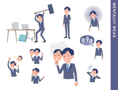 Illustration for A set of consultant job man spirit is weak.It's vector art so easy to edit. - Royalty Free Image