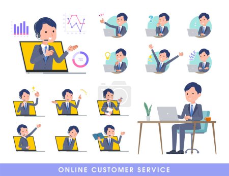 Ilustración de Un conjunto de consultor de trabajo al servicio de los clientes en línea.Es arte vectorial tan fácil de editar. - Imagen libre de derechos
