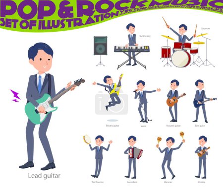 Ilustración de Un conjunto de consultor de trabajo hombre jugando rock 'n' roll y pop music.It 's vector de arte tan fácil de editar. - Imagen libre de derechos