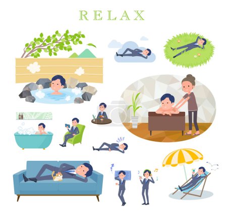 Ilustración de Un conjunto de consultor de trabajo hombre sobre relaxing.It arte vectorial tan fácil de editar. - Imagen libre de derechos