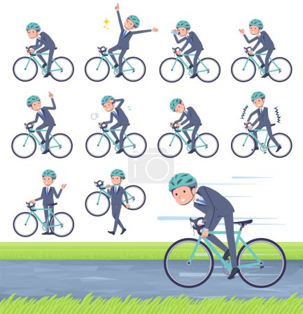 Illustration for A set of consultant job man on a road bike.It's vector art so easy to edit. - Royalty Free Image