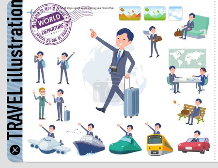 Illustration for A set of consultant job man on travel.It's vector art so easy to edit. - Royalty Free Image