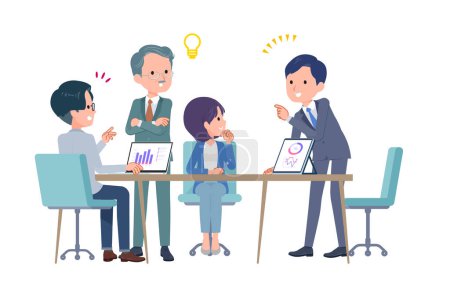 Illustration for A business scene where multiple people have a meeting. Good impression. Vector art that is easy to edit. - Royalty Free Image