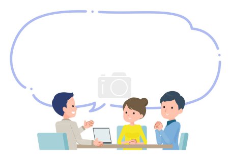 Ilustración de Un trabajador tiene una reunión con una pareja.Arte vectorial que es fácil de editar. - Imagen libre de derechos