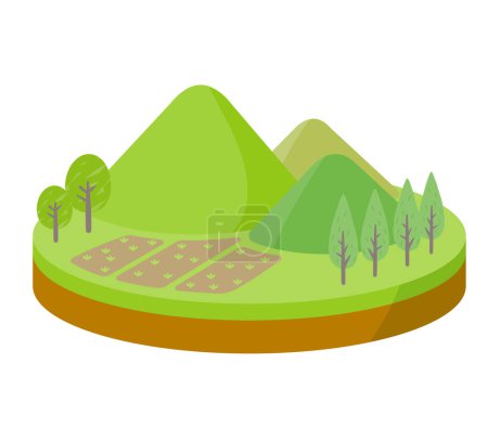 Illustration for Fixed assets Land, mountains and forests.Vector art that is easy to edit. - Royalty Free Image