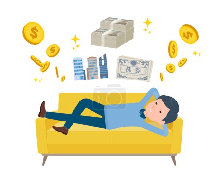 A man enjoying a passive income life.Vector art that is easy to edit.