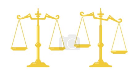 Illustration for Balanced scales and tilted scales.Vector art that is easy to edit. - Royalty Free Image