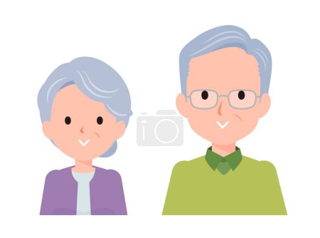 Téléchargez les illustrations : Senior couple Face à l'avant.Art vectoriel facile à éditer. - en licence libre de droit