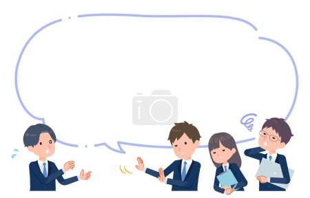 Illustration for Student whose proposal is rejected with speech bubble. Vector art that is easy to edit. - Royalty Free Image