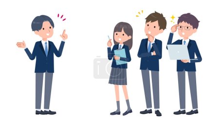 Illustration for Students surprised by the proposal. Vector art that is easy to edit. - Royalty Free Image
