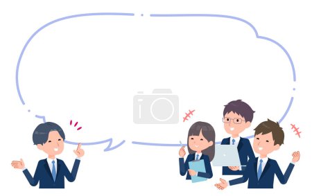 Illustration for Students who were happy with the proposal with speech bubble. - Royalty Free Image