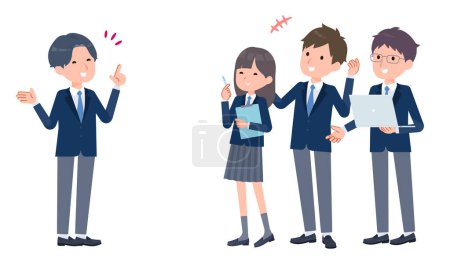 Illustration for Students who were happy with the proposal. Vector art that is easy to edit. - Royalty Free Image