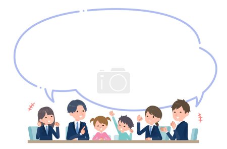 Illustration for A group of young people with a fun atmosphere_with speech bubbles - Royalty Free Image