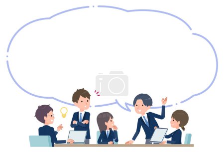 Illustration for Students having a meeting_good impression_with speech bubble - Royalty Free Image