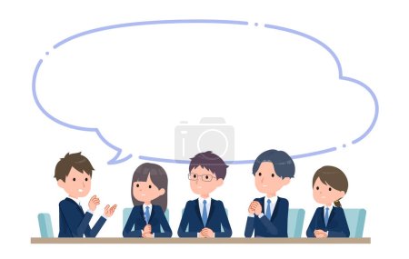 Illustration for Students having a serious meeting B with speech bubble - Royalty Free Image
