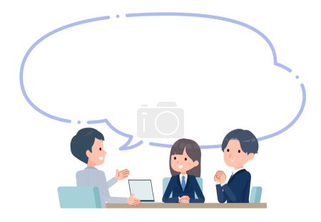 Teacher speaking to two students with speech bubble.Vector art that is easy to edit.