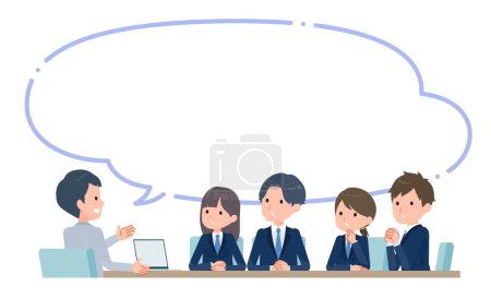 Illustration for Teacher teaching a class to a group of students with speech bubble - Royalty Free Image