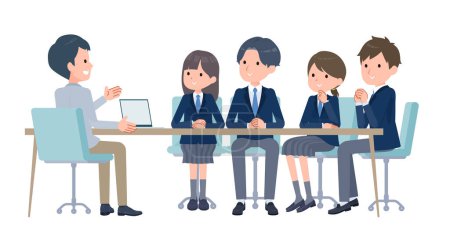 Illustration for Teacher teaching a class to a group of students - Royalty Free Image