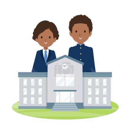african american male and female students. Vector art that is easy to edit.