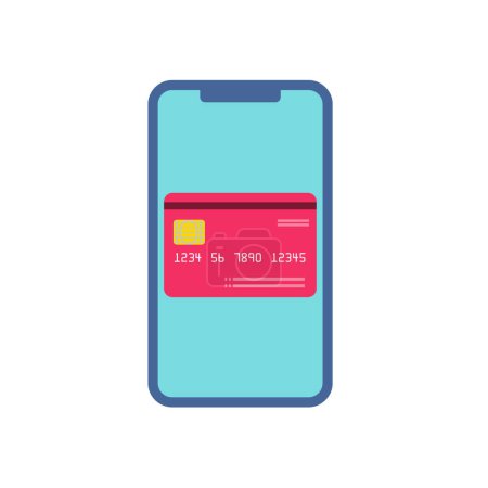 Bezahlen mit Kreditkarte kontaktlos. Einfach zu bearbeitende Vektorillustration.