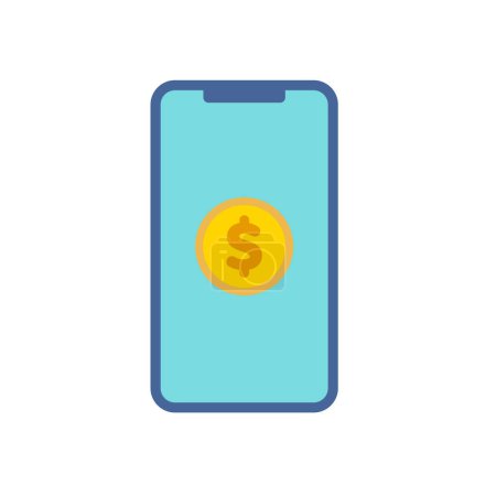 Money dollar coin in smartphone. Vector illustration that is easy to edit.