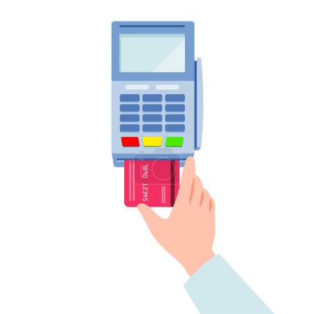 Payer avec carte de crédit puce IC. Illustration vectorielle facile à éditer.