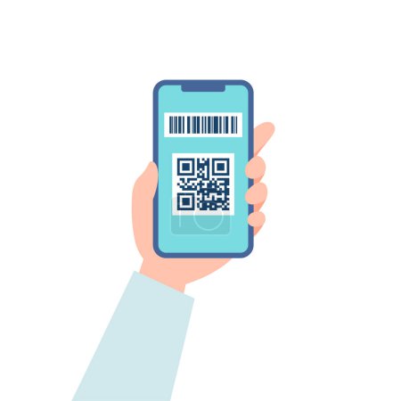 Illustration for QR code on smartphone. Vector illustration that is easy to edit. - Royalty Free Image