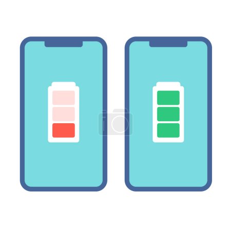 Smartphone with battery level screen. Vector art that is easy to edit.