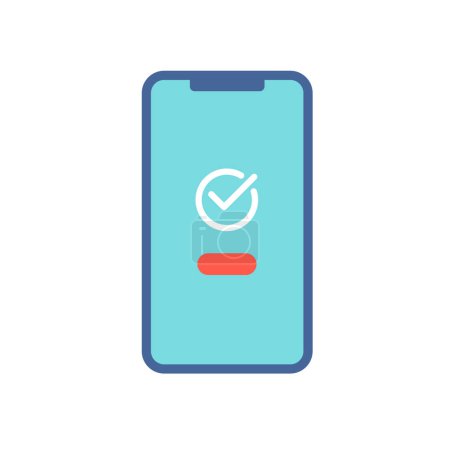 Smartphone with check mark screen. Vector art that is easy to edit.