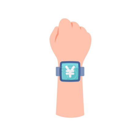 japanese Yen display smart watch. Vector illustration that is easy to edit.