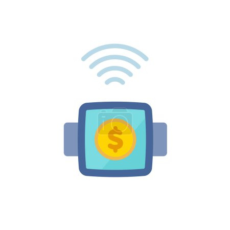 Illustration for Money in smart watch. Vector illustration that is easy to edit. - Royalty Free Image