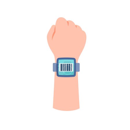Illustration for Smart watch with barcode display. Vector illustration that is easy to edit. - Royalty Free Image