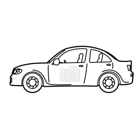 Cute car.Sedan.Sideways.Vector illustration that is easy to edit.