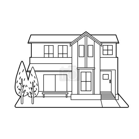 Illustration for Detached house with garden.Vector illustration that is easy to edit. - Royalty Free Image