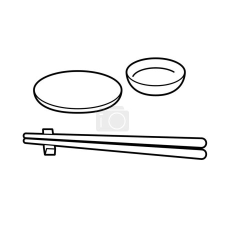 Illustration for Plate and chopsticks.Vector illustration that is easy to edit. - Royalty Free Image