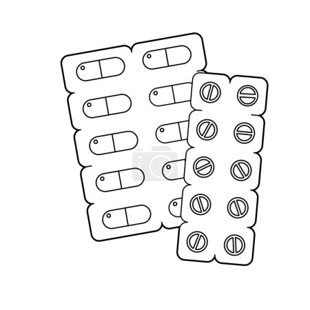 Ilustración de Medicamentos para tabletas y cápsulas. Ilustración vectorial que es fácil de editar. - Imagen libre de derechos