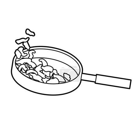 Téléchargez les illustrations : Faire frire les légumes dans une poêle Vue latérale.Illustration vectorielle facile à éditer. - en licence libre de droit