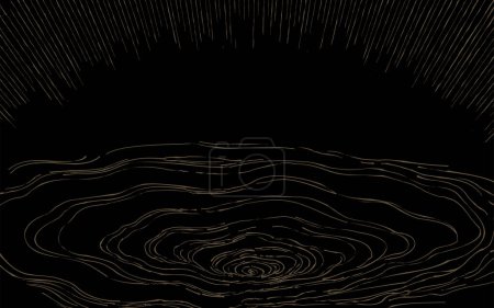 Goldenes Flusswasser auf einem wirbelnden schwarzen Hintergrund mit japanischem Touch.