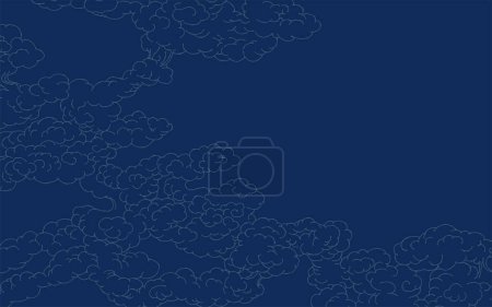 Japanese style touch navy cloud background.