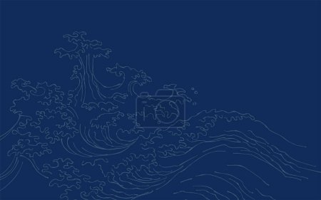 Japanese style touch navy rough sea wave spray.