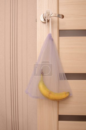 Foto de Plátanos en bolsa de red ecológica - Imagen libre de derechos