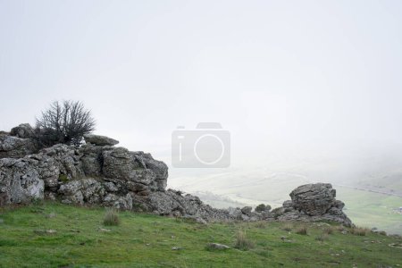 Photo for Beautiful landscape in a foggy day. Madrid countryside - Royalty Free Image