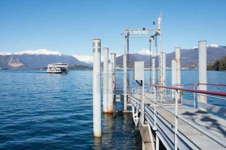 Pier at Lago Maggiore, access to ferry. Laveno Monbello, Italy