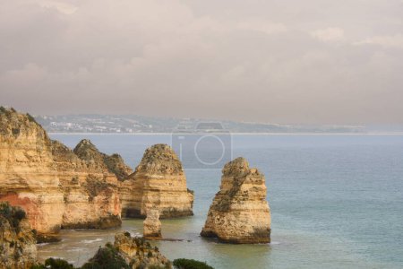 Photo for Impressive cliffs at the Benagil Caves site in southern Portugal - Royalty Free Image