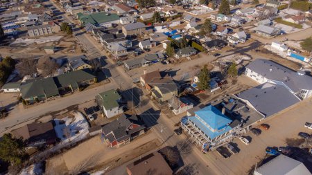 Foto de Vista aérea del pequeño pueblo de Saint-Michel-des-Saints en Quebec, Canadá - Imagen libre de derechos