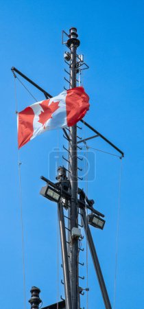 Photo for View of the mast of the reproduction of the May Flower near Boston, USA - Royalty Free Image