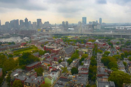 Foto de Skyline boston desde la cima de la colina en Boston, Massachusetts. - Imagen libre de derechos