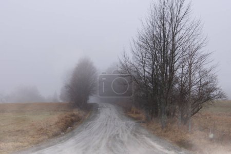Téléchargez les photos : Le paysage de la campagne canadienne au Québec par une journée brumeuse - en image libre de droit