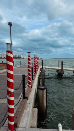 Photo for Nice dock on the bay in front of the city of Miami Florida - Royalty Free Image